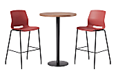 KFI Studios Proof Bistro Round Pedestal Table With Imme Barstools, 2 Barstools, River Cherry/Black/Coral Stools 1 thumbnail image