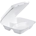 Dart Large Carryout Foam Trays, 3 Compartments, 9" x 9", White, Pack Of 100