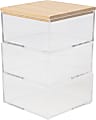 Martha Stewart Brody Plastic Storage Organizer Bins With Lid, 2"H x 3"W x 3-3/4"D, Clear/Light Natural, Set Of 3 Bins 1 thumbnail image