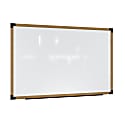 Ghent Prest Magnetic Dry-Erase Whiteboard, Porcelain, 50-1/4” x 74-1/4”, White, Natural Wood Frame