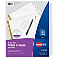 Avery® Big Tab™ Write-On Tab Dividers With Erasable Laminated Tabs, 8-Tab, White
