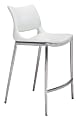 Zuo Modern Ace Counter Stool Set, White/Silver, Set Of 2 Stools