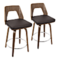LumiSource Trilogy Mid-Century Modern Counter Stools, Walnut/Brown, Set Of 2 Stools 1 thumbnail image