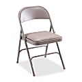 Lorell® Vinyl Padded Seat Folding Chair, Beige, Set Of 4