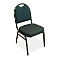 Lorell® Banquet Padded Fabric Seat, Fabric Back Stacking Chair 16 15/16" Seat Width, Blueberry Seat/Charcoal Frame, Quantity: 4