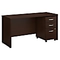 Bush Business Furniture Components Office Desk With Mobile File Cabinet, 60"W x 24"D, Mocha Cherry, Premium Installation