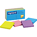 Highland™ Self-Stick Notes, 3" x 3", Assorted Bright Colors, 100 Sheets Per Pad, Pack Of 12 Pads