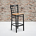 Flash Furniture Metal/Wood Restaurant Barstool With Window Back, Natural Wood/Black 1 thumbnail image