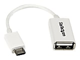 StarTech.com 5in White Micro USB to USB OTG Host Adapter M/F - Micro USB Male to USB A Female On-The-Go Host Cable Adapter - White (UUSBOTGW) - USB adapter - USB (F) to Micro-USB Type B (M) - USB 2.0 OTG - 5 in - white