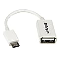 StarTech.com 5in White Micro USB to USB OTG Host Adapter M/F - First End: 1 x Type A Female USB - Second End: 1 x Type B Male Micro USB - Shielding - Nickel Plated Connector - White