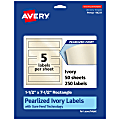 Avery® Pearlized Permanent Labels With Sure Feed®, 94231-PIP50, Rectangle, 1-1/2" x 7-1/2", Ivory, Pack Of 250 Labels