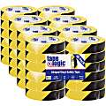 BOX Packaging Striped Vinyl Tape, 3" Core, 1" x 36 Yd., Black/Yellow, Case Of 48