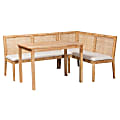 bali & pari Kalimantan Rattan 3-Piece Dining Nook Set, Light Honey/White 1 thumbnail image