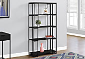 Monarch Specialties 4-Shelf Contemporary Metal Bookcase, Black 1 thumbnail image