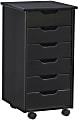 Linon Casimer 6-Drawer Rolling Home Office Storage Cart, Black 1 thumbnail image