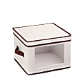 Honey-Can-Do Canvas Dinnerware Storage Box, Medium, 8 1/2"H x 12"W x 12"D, Brown/Natural