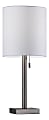 Adesso® Liam Table Lamp, 22"H, White Shade/Brushed-Steel Base
