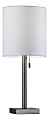 Adesso® Liam Table Lamp, 22"H, White Shade/Brushed-Steel Base 1 thumbnail image