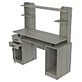 Inval 48"W Computer Work Center With Hutch, Smoke Oak 1 thumbnail image