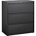 Lorell® 19"D Lateral 3-Drawer Letter/Legal File Cabinet, Black