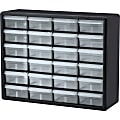 Akro-Mils Plastic 24-Drawer Storage Cabinet, 15 12/16" x 20" x 6 6/16", Black/Clear