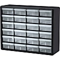 Akro Mils Plastic 24 Drawer Storage Cabinet 15 1216 x 20 x 6 616 BlackClear  - Office Depot