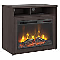 Bush® Business Furniture Studio C 32"W Electric Fireplace With Shelf, Storm Gray, Standard Delivery