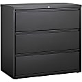 Lorell® 42"W Lateral 3-Drawer File Cabinet, Metal, Black