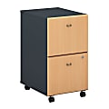 Bush Business Furniture Office Advantage 2 Drawer Mobile File Cabinet, Beech/Slate, Standard Delivery 1 thumbnail image