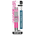 Zebra® F-301 Stainless Steel Retractable Ballpoint Pens, Breast Cancer Awareness, Medium Point, 1.0 mm, Silver/Pink Barrel, Black Ink, Pack Of 2 1 thumbnail image