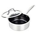Brentwood® 3-Ply Hybrid Non-Stick Stainless Steel Saucepan with Tempered Glass Lid, 2.2-Qt., Silver 1 thumbnail image
