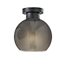 Adesso Atticus Flush Mount Lamp, 9”W, Smoked Glosted Glass Shade/Black Base 1 thumbnail image