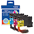 Brother LC501XL3PK Cyan, Magenta, and Yellow High Yield Ink Cartridges, 3-Pack 1 thumbnail image