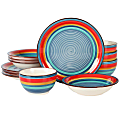 Gibson Home Rainbow 12-Piece Stoneware Dinnerware Set, Blue/Multicolor 1 thumbnail image