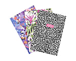 Nicole Miller Flexible Paper Notebooks, 5 1/2" x 8 1/2", 40 Pages Per Book, Wild One/Rio/Floral Diamond, Pack Of 3