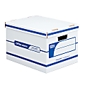 Office Depot® Brand Quick Set-Up Storage Boxes With Lift-Off Lid, Letter/Legal, 15" x 12" x 10", 60% Recycled, White/Blue, Pack Of 4
