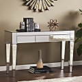 SEI Furniture Darien Contemporary Mirrored Console Table, Rectangular, Matte Silver/Maroon