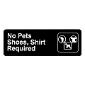 Alpine No Pets Shoes and Shirt Required Signs, 3" x 9", Black, Pack Of 15 Signs