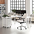Bush Business Furniture Hustle 72"W L-Shaped Corner Computer Desk with 3 Drawer Mobile File Cabinet, White, Standard Delivery Service, HUS005WH 1 thumbnail image
