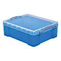 Really Useful Box® Plastic Storage Container With Built-In Handles And Snap Lid, 8.1 Liters, 14" x 11" x 5", Blue