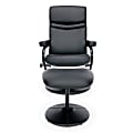 OFM Essentials Bonded Leather Recliner With Ottoman, Black 1 thumbnail image