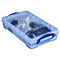 Really Useful Box® Plastic Storage Container With Built-In Handles And Snap Lid, 2.5 Liters, 13 3/8" x 8" x 2 3/4", Clear