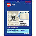 Avery® Pearlized Permanent Labels With Sure Feed®, 94601-PIP100, Heart, 3/4" x 3/4", Ivory, Pack Of 8,000 Labels