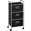 Honey-can-do CRT-02184 3-Drawer Rolling Fabric Cart - 3 Drawer - Fabric - 11.5" Length x 16.1" Width x 35.5" Height - Steel Frame - Black, Chrome 1 thumbnail image