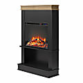 Ameriwood Home Mateo Fireplace With Mantel And Open Shelf, 45-1/4"H x 29-3/4"W x 9-3/4"D, Black/Natural