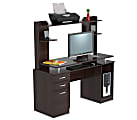 Inval Credenza/Computer Workcenter With Hutch, Espresso-Wengue 1 thumbnail image