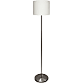 Ledu Linen Shade Slim Line Floor Lamp - 1 x 13 W Fluorescent Bulb - Weighted Base - Linen, Steel - Floor-mountable - Silver, White
