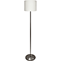 Ledu Linen Shade Slim Line Floor Lamp - 1 x 13 W Fluorescent Bulb - Weighted Base - Linen, Steel - Floor-mountable - Silver, White 1 thumbnail image