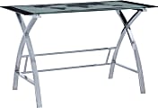 Powell Fulcher 48"W Glass Map Computer Desk, Chrome