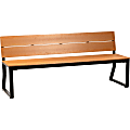 Lorell® Faux Wood Outdoor Bench With Backrest, Teak/Black